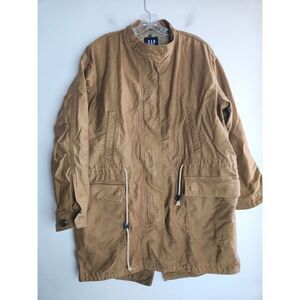 Gap Men Tan Khaki 100% Cotton Mid Length Anorak Utility Full Zip Jacket  Large
